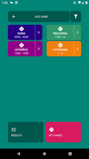 Android application Loterias screenshort