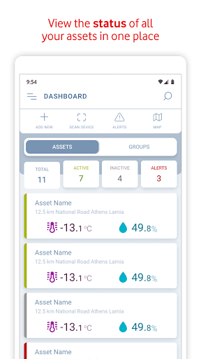 Android application Vodafone Business Temperature screenshort