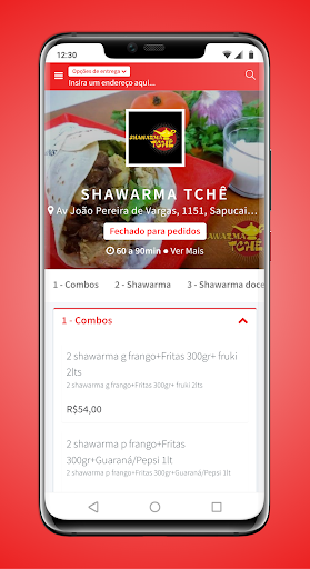 Android application Shawarma Tchê screenshort