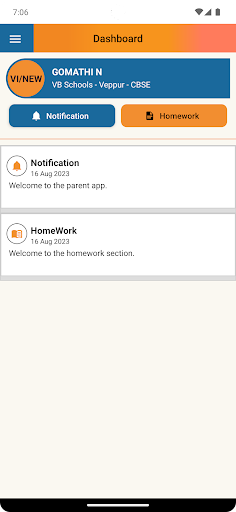 VB Schools Parent App Screen 2