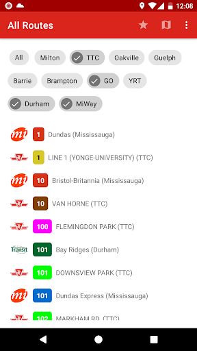 Toronto - GTA Bus Schedule Screen 3