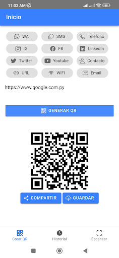 Android application QR Generador y Escáner screenshort