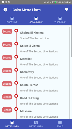 Android application Egypt Cairo Metro Stations Lin screenshort