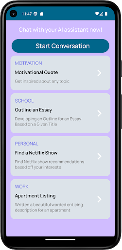 Android application ChatBot Assistant screenshort