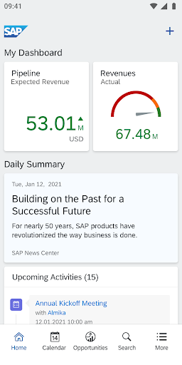 Screenshot of SAP Cloud for Customer