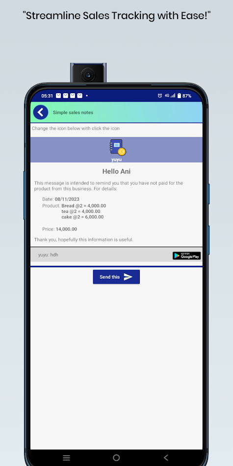 #10. Simple Sales Notes (Android) By: Leafstyle