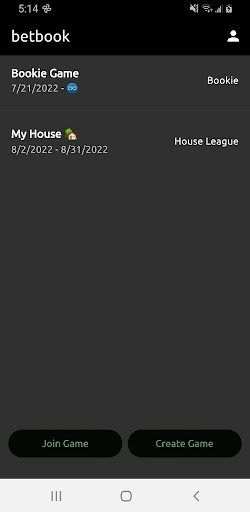 Android application betbook screenshort