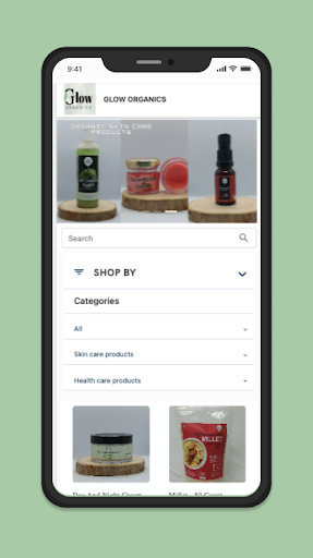 Android application The Glow Organics screenshort