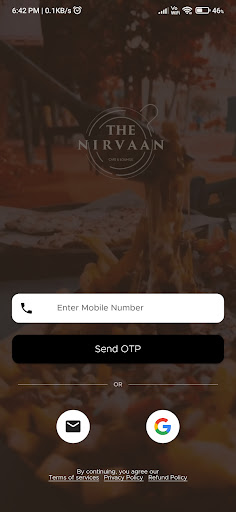 Android application Nirvaan Cafe screenshort