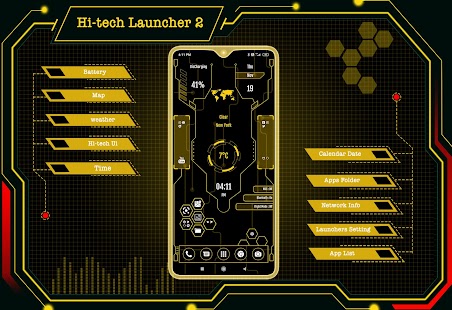 Hi-tech Launcher 2 - Future UI Tangkapan layar