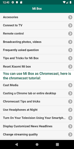 Android application User guide for Mi Box screenshort