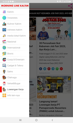 Android application ML Kaltim screenshort