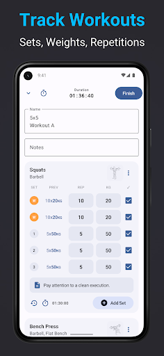 Android application Liftlog+ Weight Lifting Log screenshort