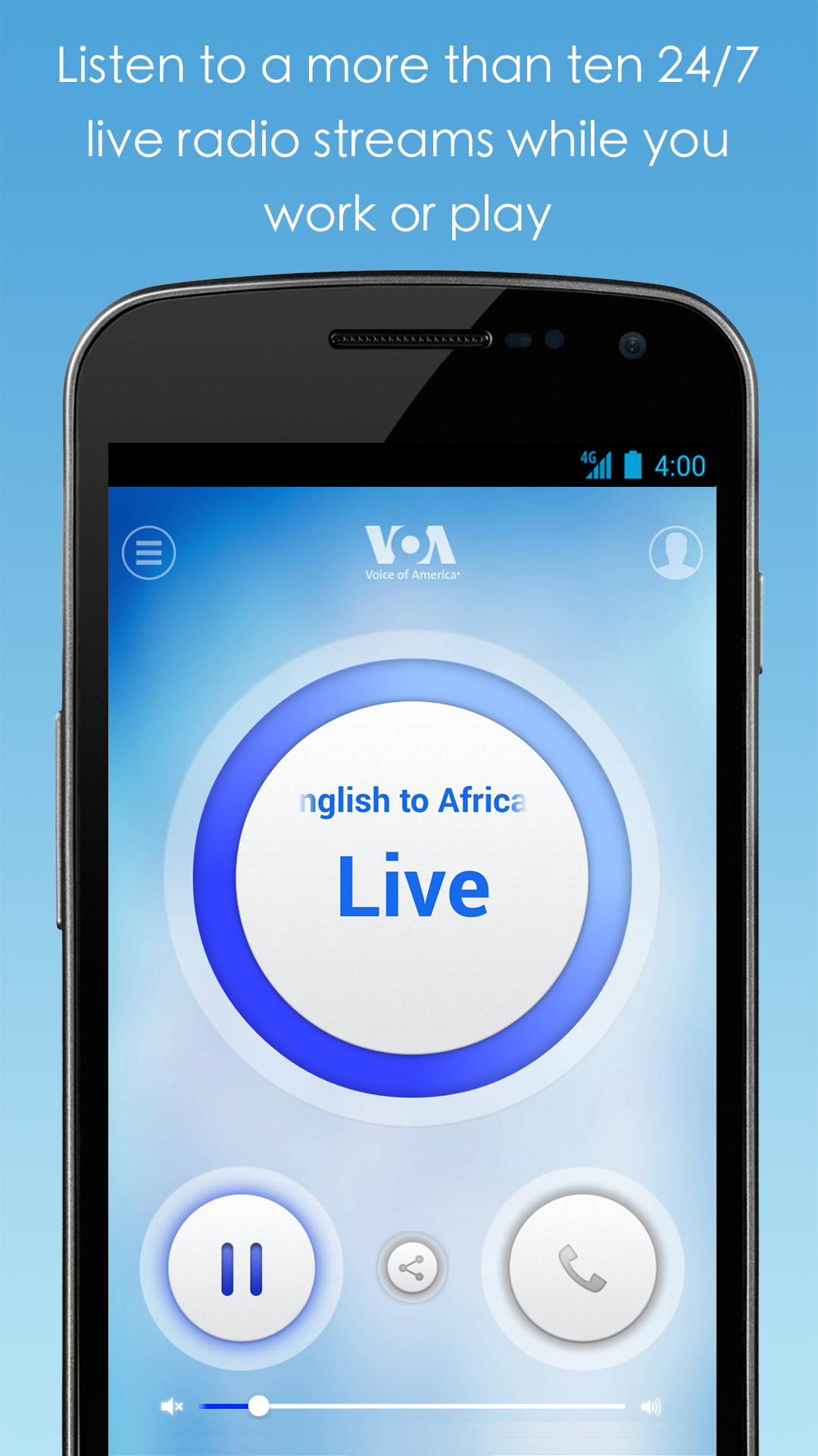 Android application VOA Mobile Streamer screenshort
