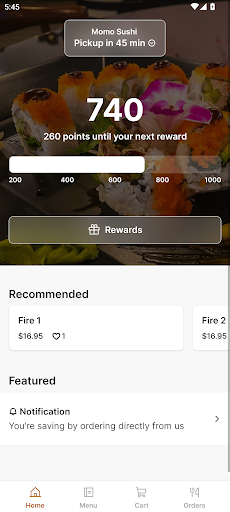 Android application Momo Sushi and Grill screenshort
