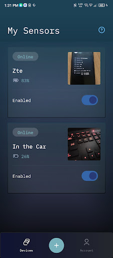 Android application MobilSensor screenshort