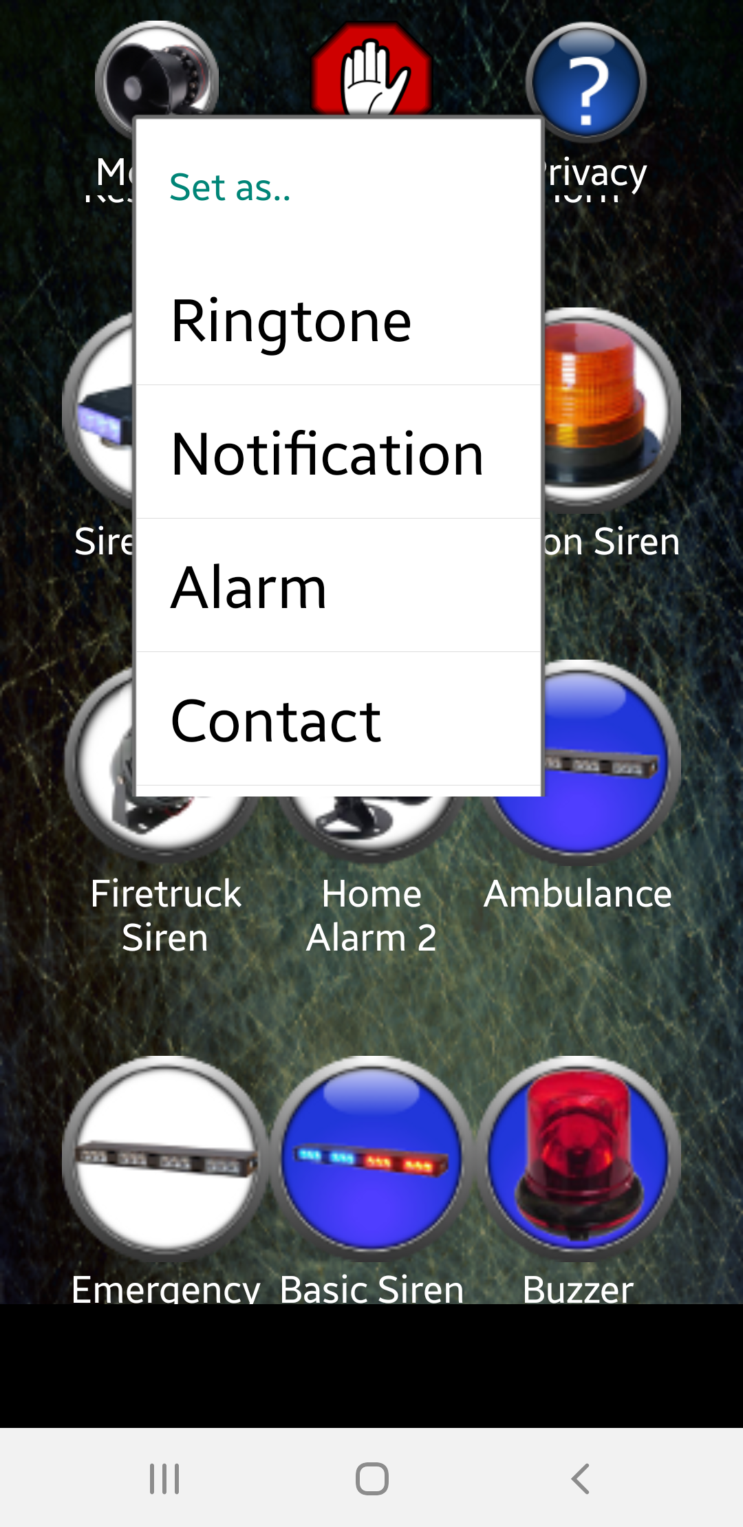 Android application Siren Ringtones screenshort
