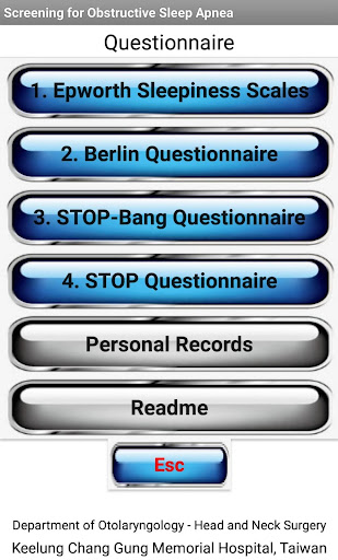 Android application Screening of Sleep Apnea screenshort