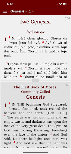 Android application Yoruba Bible - AMP, KJV, NIV screenshort