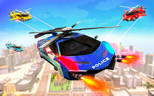 Flying Helicopter Police Robot Car Transform Game apktram screenshots 12
