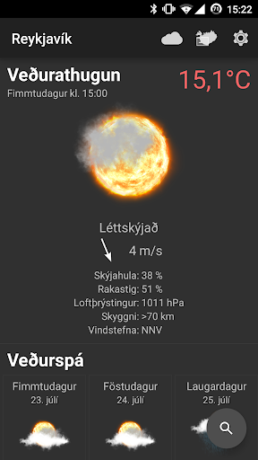 Android application Veðurstöðin screenshort