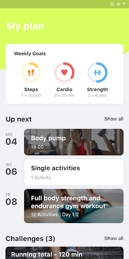 Android application XFitClub screenshort