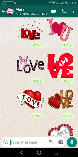 Android application WASticker - Love Stickers screenshort
