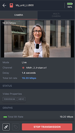 Android application LiveU Control+ screenshort