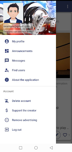 Android application Sport Activity Meetings screenshort