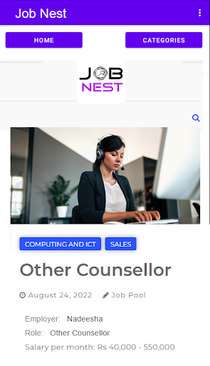 Android application Job nest screenshort