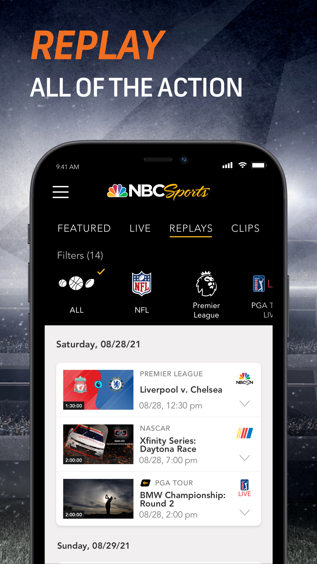Android application NBC Sports screenshort