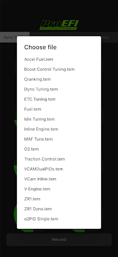 ProEFI Logger Screen 2