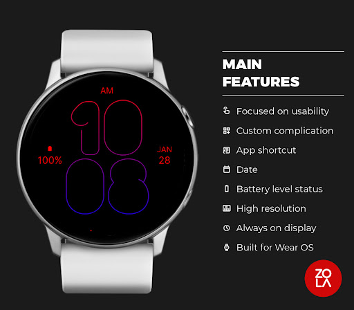 Skinny Blue Red Watch Face screenshot 1