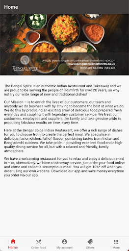 Android application Bengal Spice Holmfirth screenshort