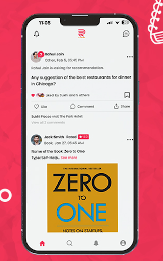 Screenshot of Recz-Social Recommendation App