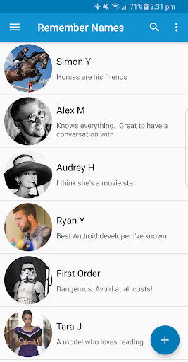 Android application Remember Names screenshort