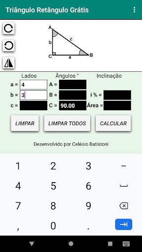 Android application Triângulo Retângulo screenshort