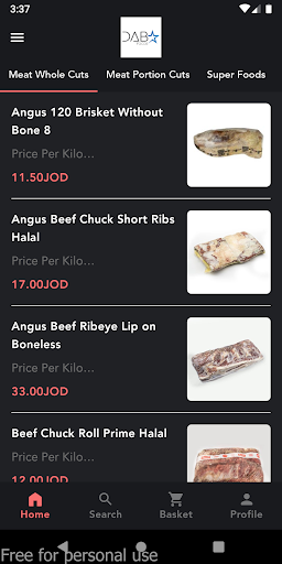 Android application Dab Foods screenshort
