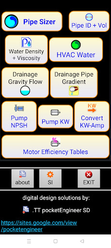 Android application Water Pipe sizing - Pipe Sizer screenshort