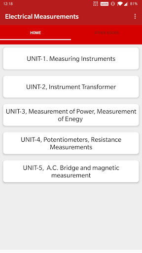 Android application Electrical Measurements screenshort