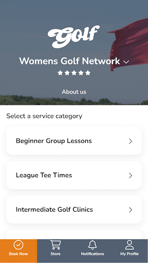 Android application Women’s Golf Network screenshort