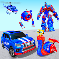 US Police Snail Robot Car Transform War Robot Game