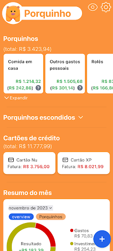 Android application Porquinho screenshort