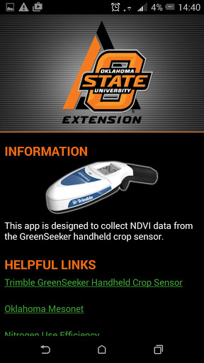 Android application GreenSeeker BT Logger V 1.0. screenshort