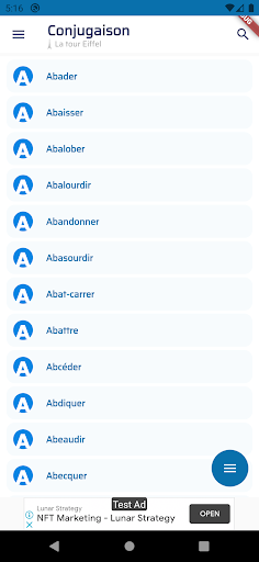 Android application Conjugaison - la tour Eiffel screenshort