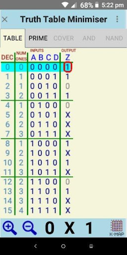 Android application TTable Minimiser screenshort