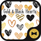 Cute Wallpaper Gold & Black Hearts Theme icon