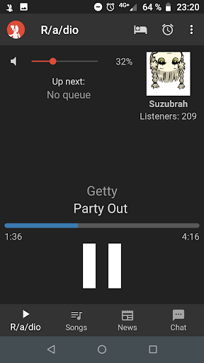 Android application R/a/dio v2 screenshort