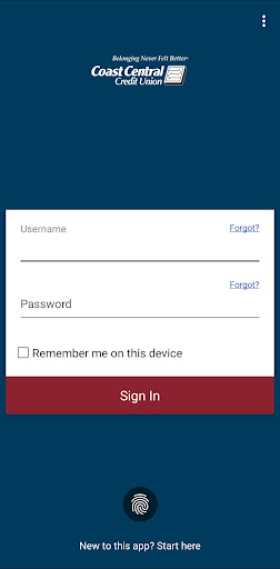 Android application Coast Central Card Control screenshort