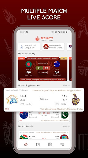 Red White Cricket Live Line 1